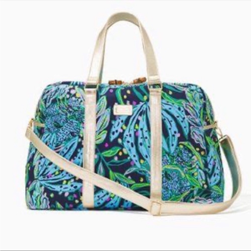 Lilly Pulitzer Low Tide Navy Catty Purrsonality GWP Weekender Bag